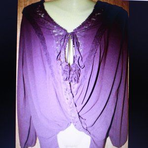 Xhilaration Women's Purple Top Lace trim & Inset Sz XXL